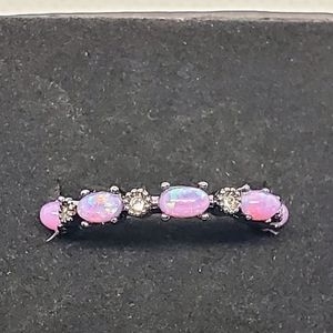 Purple Faux Opal Ring, Cute Small Oval Stone Wedding Ring